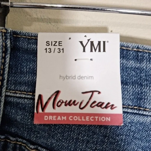 YMI DREAM Hybrud Denim Distressed Cuffed Mom Jeans Size 13/31 - Picture 9 of 10